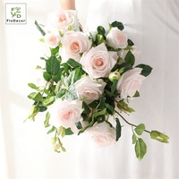 90cm en gros de haute qualité 5 têtes artificielles Real Touch Latex Rose fleurs pour mariage maison fête décoration fleur rose