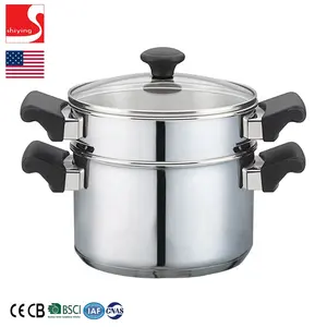 Sy-đồ Dùng Nhà Bếp Cổ Điển Nồi Thép Không Gỉ Nồi Hấp Chèn Và Nắp 3 Quart Bạc 24Cm Nồi Nấu Hầm