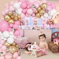 Kit d'arche de ballons roses et blancs de 157 pièces, décorations d'anniversaire dorées pour femmes et filles, ballons en latex rose pastel et or chromé