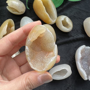 प्राकृतिक एगेट ड्रुज़ी अंडे हीलिंग स्टोन क्रिस्टल क्राफ्ट ईस्टर क्वार्ट्ज अंडे - Product Image 6