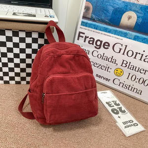 Vintage Corduroy Mini-Rugzak Minimalistisch Ontwerp + Multi - Pockets Past Bij Woon-Werkverkeer En Campuswedstrijden Casual Outfits - Product Image 4