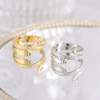 Bague Serpent Texturée en Acier Inoxydable, Anneau Ouvert, Bijou Tendance, En Stock, Vente en Gros