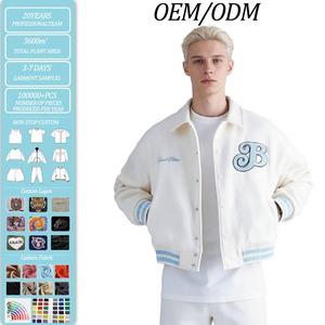 Wholesale <b>Varsity</b> <b>Jacket</b> Cotton Polyester Logo Embroidery Loose Fit Letterman <b>Jacket</b> <b>Vintage</b> Streetwear Men Baseball <b>Jacket</b> - Product Image 1
