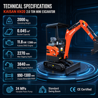 Mini Excavator Diesel Baru 2026, 2 Ton hingga 2,5 Ton, Excavator Crawler Pertanian 20 Ton dengan Mesin Kobota untuk Halaman Belakang