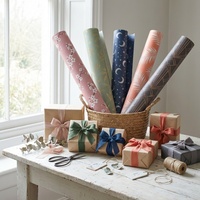 Papier d'emballage cadeau imprimé avec logo personnalisé, vente en gros |   Feuilles de papier d'emballage de luxe pour Noël, les fêtes et les anniversaires, OEM