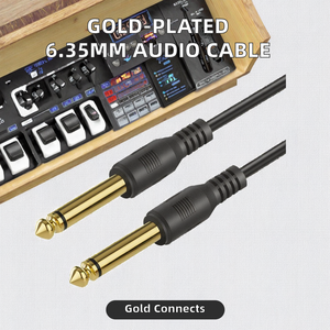 Câble d'extension de haut-parleur mono pour microphone mâle plaqué or 6.35 pour guitare Réduction du bruit Combinaison d'utilisation téléphonique - Product Image 2