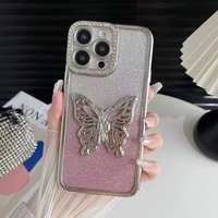 Papillon Bling Téléphone étui pour iphone 16 Pro Max Paillettes Papier 2 en 1 pour IPhone17 16 15 14 13 12 11 Couverture de Téléphone