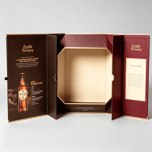 Custom Hot Stamping Matte Laminated Double Door Folding Wine Packaging Box
