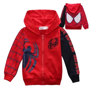2 रंग नई वसंत बच्चों की मकड़ी आदमी के कपड़े लड़का शांत बच्चों के कपड़े सूट बच्चों के स्पाइडरमैन सूट कॉस्टयूम पैंट + कोट