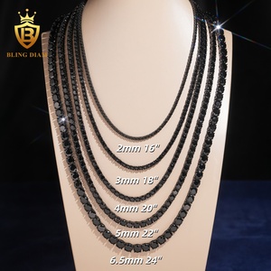 Bracciale Tennis <span class=keywords><strong>in</strong></span> Moissanite Nera 2mm 3mm 4mm 5mm 6.5mm <span class=keywords><strong>Argento</strong></span> Sterling <span class=keywords><strong>925</strong></span> Iced Out Supera il Test del Diamante Hip Hop - Product Image 4