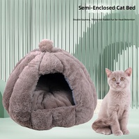 Lit d'hiver chaud pour chat et chien, niche en fourrure de lapin pour petit chien, yourte mongole fermée, nid douillet en peluche en forme de citrouille, maison pour chien