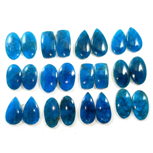 Par de Apatitas Azules Naturales, Piedras Preciosas Sueltas en Cabujón, Pulido a Mano, Venta al por Mayor, Piedras Semipreciosas - Product Image 1