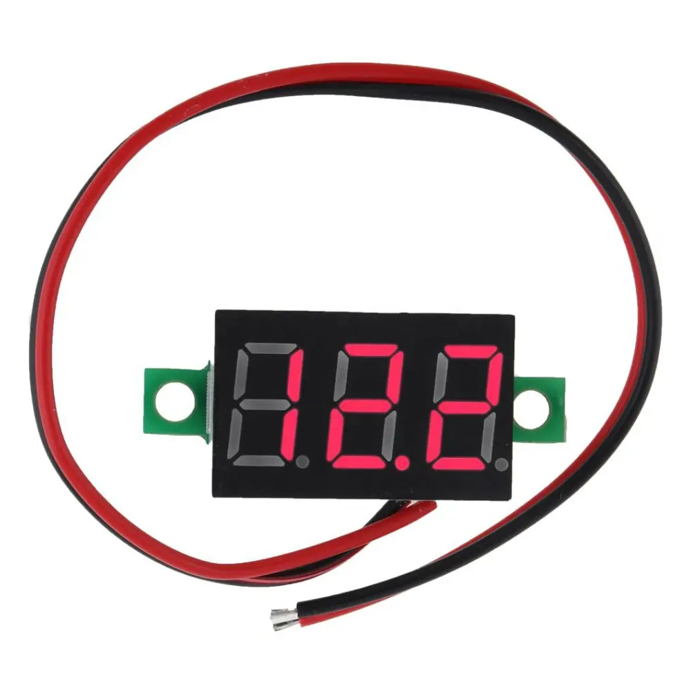 Taidacent 0.36 Inch DC Voltage Meter Digital DC 3 Digit Voltmeter 2 Wire Car Volt Gauge Digital Panel Meter Red Blue Green