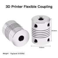 D19L25 3mm 4mm 5mm 6mm 6.35mm 8mm 10mm Aluminium Z Axe Accouplement Flexible pour Moteur Pas à Pas Coupleur Arbre Imprimante 3D