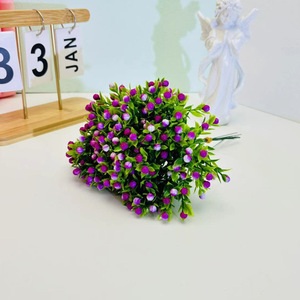 Bouquet de fleurs artificielles Milan Grains, petit paquet, en plastique, pour mariage, décoration intérieure, accessoires, feuilles roses, violettes, blanches, vertes - Product Image 4