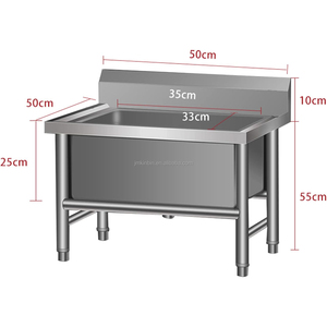 Stainless Steel Commercial <b>Mop</b> Sink 50x50cm Freestanding Janitorial <b>Cleaning</b> Basin Polished Finish Corrosion Resistance - Product Image 1