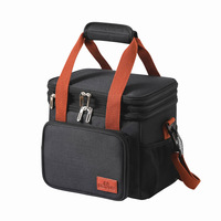 Boîte à lunch isotherme extra large à double compartiment pour hommes et femmes, sac isotherme en polyester anti-fuite avec sangle, design pliable