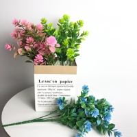 Plantes vertes artificielles à 7 branches, style fleurs de cerisier et fougères, pour décoration murale de fond de mariage et arrangements floraux