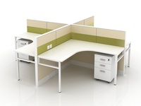 Bureau de poste de travail de bureau personnalisé de haute qualité cloisons incurvées avec cadre en verre de tissu métallique en plastique aggloméré