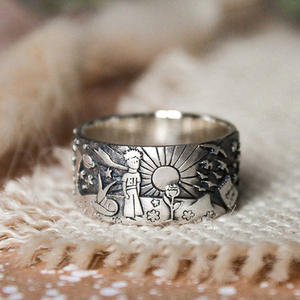 F670 Vintage Silver Plated <b>Cartoon</b> <b>Ring</b> Unisex Fashion Gift Jewelry - Product Image 1