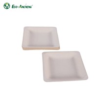 Assiette en pulpe de bois laminée très résistante, vaisselle jetable résistante à l'huile et à l'eau