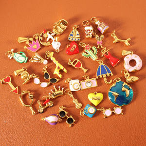 Charmes en émail coloré plaqués <span class=keywords><strong>or</strong></span> 18 carats PVD imperméables, pendentifs en acier inoxydable, fabrication de bijoux DIY pour femmes, bracelet, collier - Product Image 6