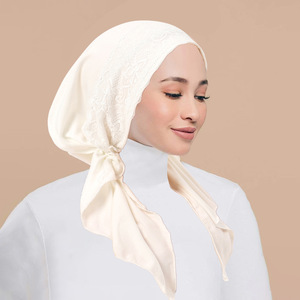 Dentelle Patchwork Elastic Tie Back Inner Caps Jersey Stretchy <span class=keywords><strong>Hijab</strong></span> Under Cap Muslim Women Soft Head Wrap <span class=keywords><strong>Bonnet</strong></span> Turban - Product Image 5