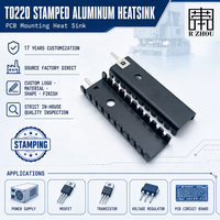 Pendingin Radiator PCB Mount Aluminium TO220 Custom Stamping dengan Pin Solder untuk Transistor MOSFET