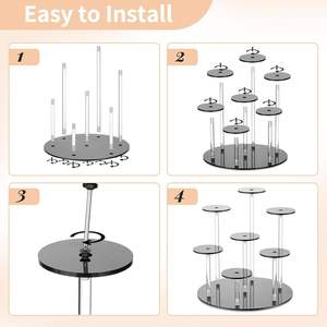 Acrylic 7-<span class=keywords><strong>Tier</strong></span> cupcake đứng trong suốt rõ ràng bánh chủ đám cưới bên món tráng miệng Kệ hiển thị Riser pha lê sưu tầm - Product Image 5