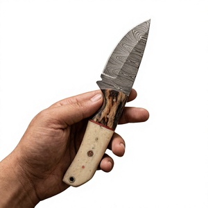 Cuchillos Rajput de Hoja Fija con Punta Caída, Acero de Damasco, Mango de Madera Pakka Azul, Garantía de 3 Años, Personalizable, 23cm, Supervivencia - Product Image 1