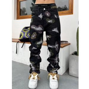 Jeans en denim à trous ouverts pour hommes pantalons cargo pantalons pour hommes pantalons Hip Hop à trous cassés et bords rugueux pantalons de rue jeans - Product Image 5