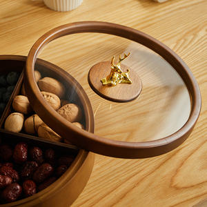 가정 구획과 중국 스타일 단단한 나무 과일 사탕 상자 호두 뚜껑 너트 트레이 말린 과일 스낵 저장 식품 사용 - Product Image 4