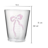 Vente en gros de tasses à café en verre personnalisées avec décoration unique en nœud rose, tasses à lait pour la maison, cuillère européenne, plateau, cadeau d'affaires