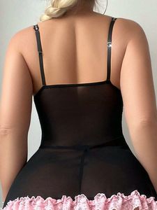 EJZ-9412 Lingerie de nuit transparente sexy pour femmes, robe de nuit en dentelle, babydoll, chemise de nuit, sous-vêtements, lingerie - Product Image 5