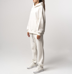 High Quality Winter Oversized <strong>White</strong> Hoodie Jogger Set Custom Loose Hoodie and Straight Leg Pants Wholesale Solid Women <strong>Tracksuit</strong> - Product Image 2