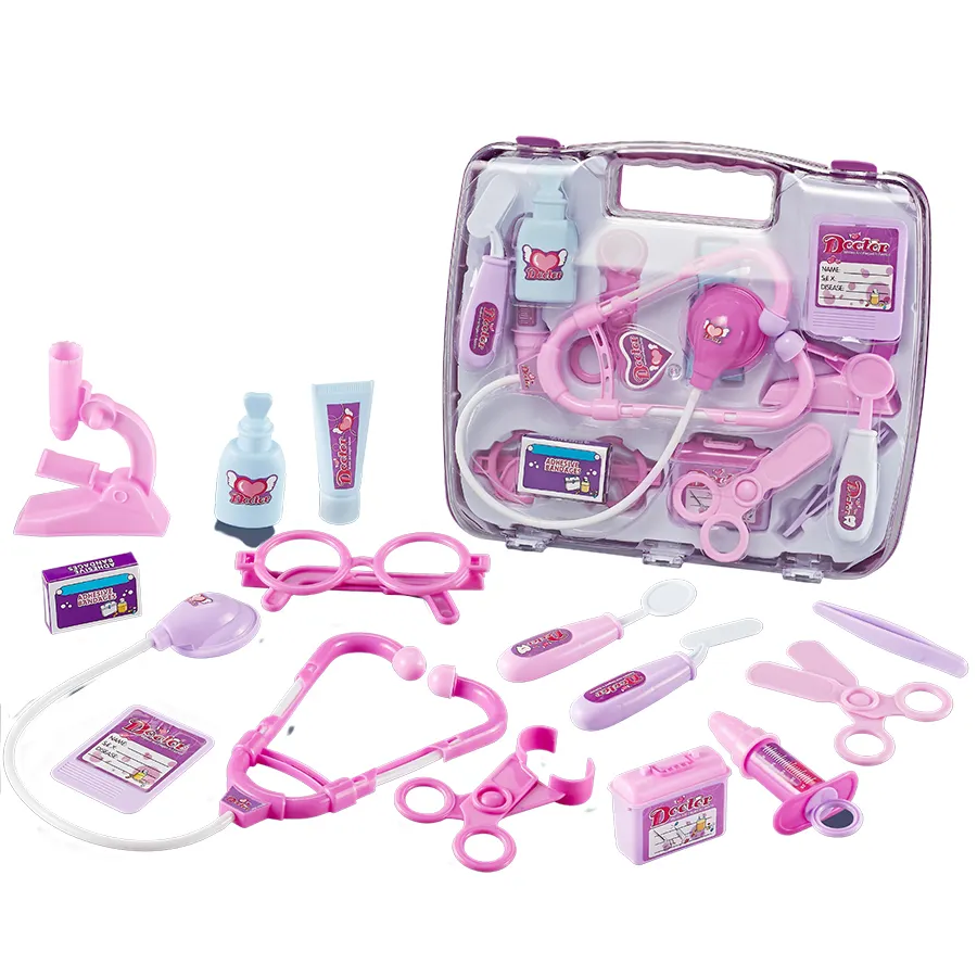 Kit de ferramentas médicos para meninas, portátil, mala, crianças, pré-escolar, ferramenta médica, caixa de fingir, jogar, conjunto de brinquedos de médico para meninas, enfermeira