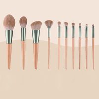 DailyQueen – Trousse à pinceaux de maquillage professionnelle en bois naturel vert, personnalisable avec votre logo, poils blancs doux et moelleux, 15 pièces, marque privée