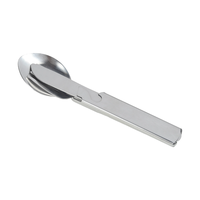 Kit de couverts 4-en-1 en acier inoxydable, empilable, avec cuillère, fourchette, couteau et ouvre-bouteille détachables pour la survie et le camping