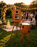 Nouvelle conception de photomaton en bois rétro à la mode, multifonctionnel, portable, réglable en hauteur, avec imprimante