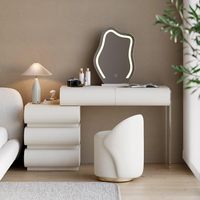 Meubles de chambre minimalistes, lumière LED blanche, prix bas, rangement en option, commode, table de maquillage, matériau MDF