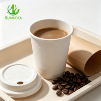SUMKOKA Couvercle de tasse en bagasse moulé sans plastique de 80 mm, écologique, en fibre de canne à sucre, jetable, pour café chaud à emporter