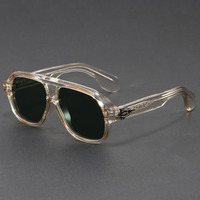 Lunettes de soleil surdimensionnées rétro en acétate avec logo personnalisé, style pilote à double barre, pour hommes, tendance, protection UV400, pour sports de plein air