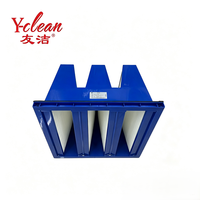 Filter Udara V Bank V Cell Hepa Compact Rigid Cell FiberGlass Daya Serap Debu Tinggi 24x24x12 MERV13 Merv15 H13 untuk Sistem HVAC AHU