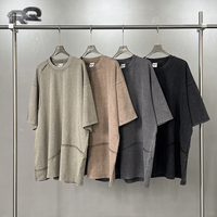 Kaos Rajut Lengan Pendek Kasual Pria Grosir Baru 100% Katun 300 Gram Anti-Pilling Ukuran Besar O-Neck Polos Sutra