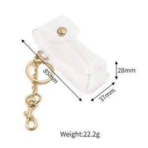Chapstick Pouch Keychain Transparent Pvc <b>Lipstick</b> Holder Lip Balm <b>Lipsticks</b> Keyrings Accessory Clear PVC Portable <b>Lipstick</b> Case - Product Image 2