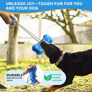 TPR製の丈夫な犬用噛むおもちゃ、噛みつきに強い歯磨き効果のあるインタラクティブな引っ張りっこおもちゃ（攻撃的な噛みつきをする犬用） - Product Image 5