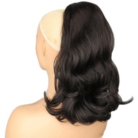 Queue de cheval synthétique à cordon de serrage, 18 pouces, effet fleur de poirier, vente en gros # Extensions de cheveux ondulés en fibre haute température 1B Matte, prêtes à être expédiées