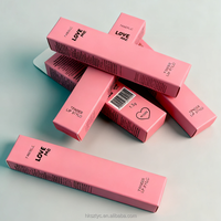 Venta al por mayor, tamaño personalizado y logotipo, etiqueta privada de lujo, rosa, brillo de labios, lápiz labial, cosmético personalizado, caja de papel de embalaje plegable