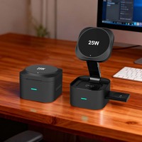 Estación de carga plegable GY-W24 Premium de Factory 2026, nueva tendencia, carga rápida de 25W, magnética, 3 en 1, para teléfono, reloj y auriculares inalámbricos.