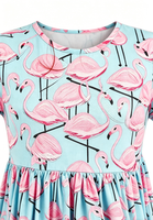 Vêtements d'été pour petites filles, jolie robe tourbillonnante rose avec poche SS, motif flamants roses
